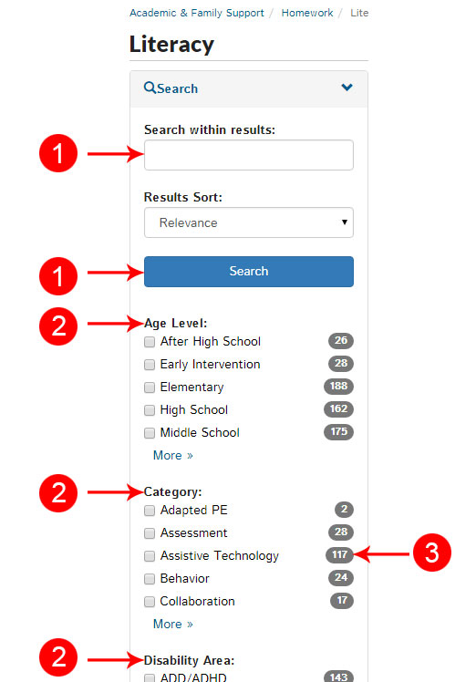 Screenshot of VA Family Search Filters